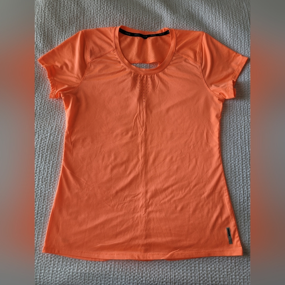 Bright orange workout shirt